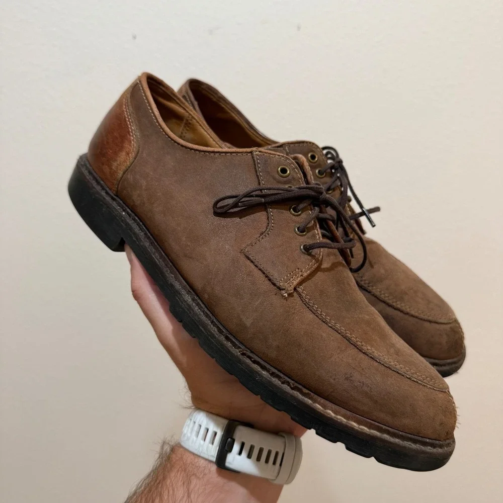 Eddie Bauer Mens Brown Leather Moc Toe Derby Shoes 8.5 M 970130 Made in USA